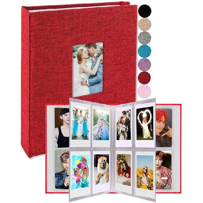 GPIRAL 2x3 Photo Album 208 Vertical Photos - Linen Front Window, Photo Album Compatible with Fujifilm tax Mini Film 7s 8+ 9 11, Polaroid Snap/PIC