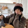 Вязаная шерстяная шапка женская осенне-зимняя ретро утолщенная теплая шапка с защитой ушей показывает маленькое лицо шапка-балаклава тренд