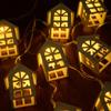 2M 10LED Christmas Decorations Wooden House Fairy Light String Xmas Tree Hanging Garland Ornament New Year Home Lamps Decor 2025