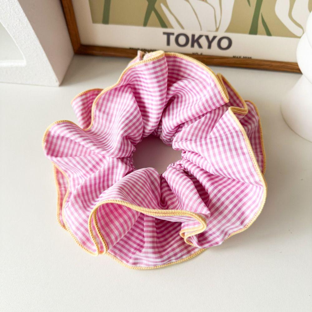 Plaid Big Hair Scrunchie Elastic Hairband Fashion Hair Rope  Women