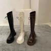 Thick-soled White Long Boots Women's Shoes 2025 New Martin Boots Women's Brown Autumn and Winter Long Knight Boots Ins Tide