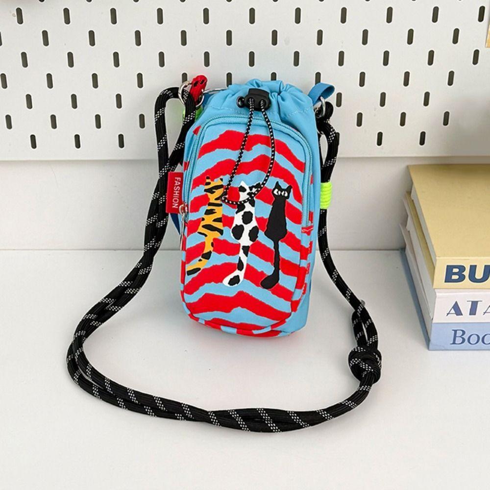 Dopamine Style Water Bottle Bag Cartoon Thermal Mugs Carrier Bag Mobile Phone Pouch Daily Use