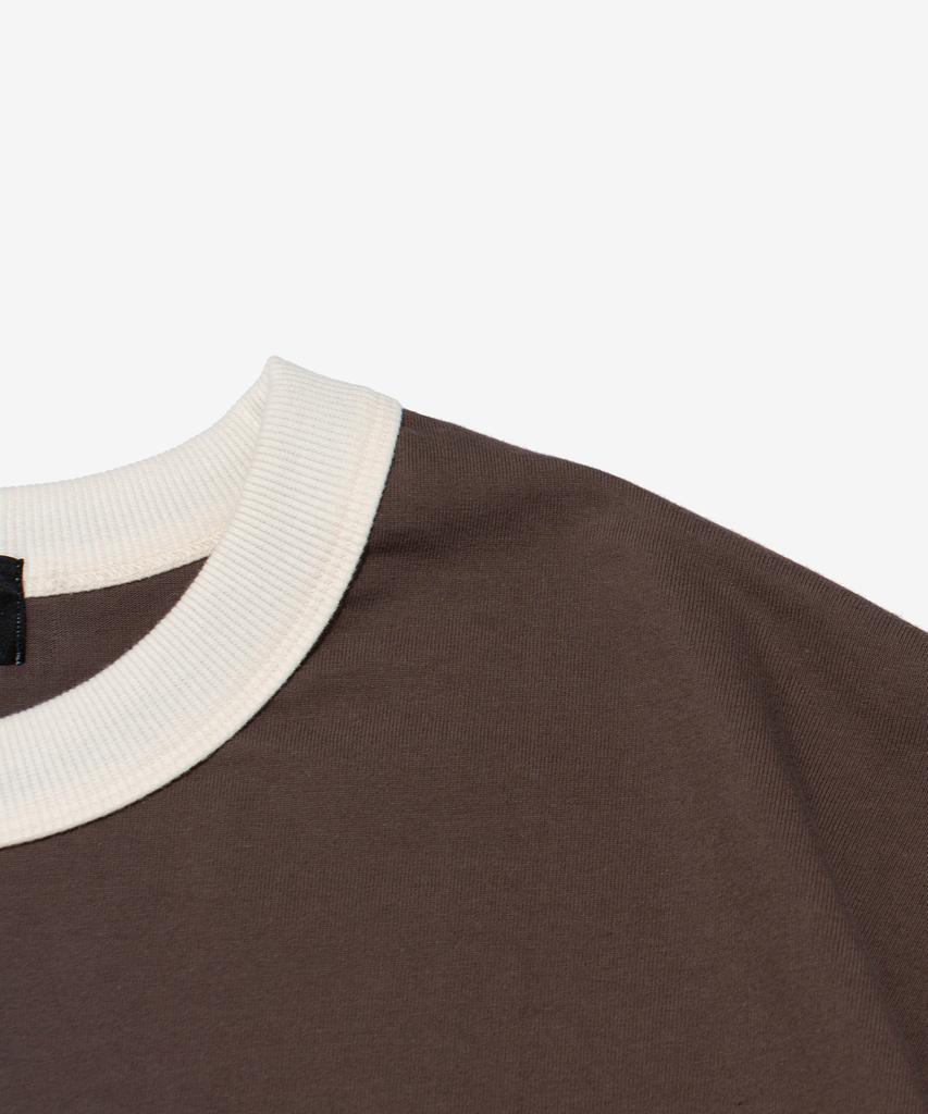 CARGOBROS Washed Heritage Garment Ringer T-Shirt (Brown)