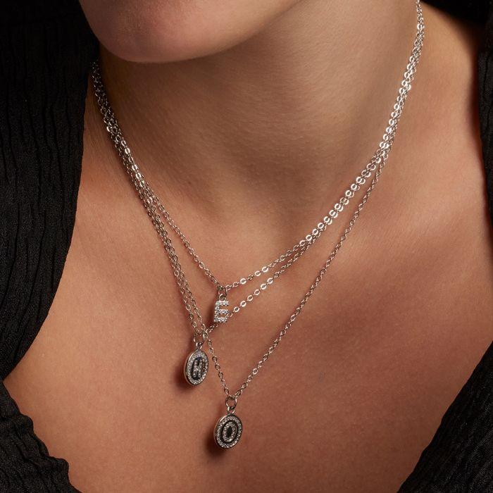 Collier Luxenter avec Zirconium brillant argenté - Alphabet E