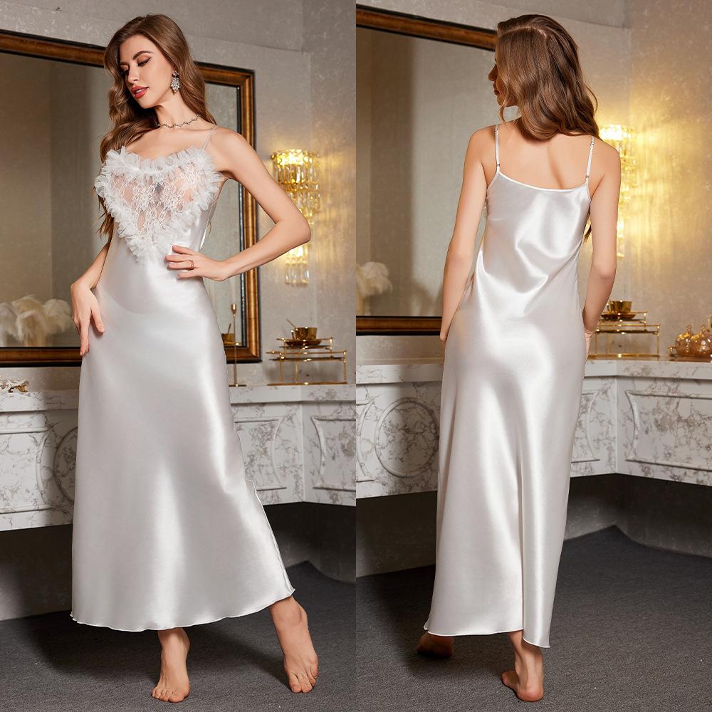 Женская новая роскошная коллекция Midnight Lace Love Heart Halter Long Night Gown Sexy Wind Sleepwear