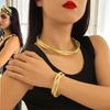 Women's Vintage Gold Plated Zinc Alloy Choker Necklace & Bracelet Set with Cross Twisted Geometric Design for Wedding Gifts