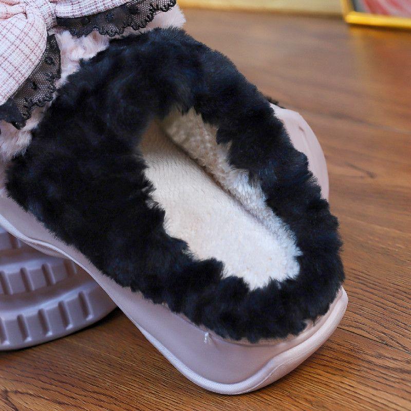 Дизайнерские женские тапочки с бантом для дома, туфли на каблуках 5 см, туфли на платформе, женские тапочки в готическом стиле JK, пушистые меховые шлепанцы, домашняя обувь