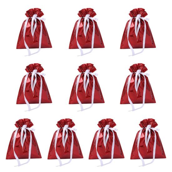 Pcs Christmas 10 Drawstring Gift Bags Holiday Foil Gift Bags Reusable Xmas Gift Wrapping Bags For Gifts Presents Xmas Party Favors