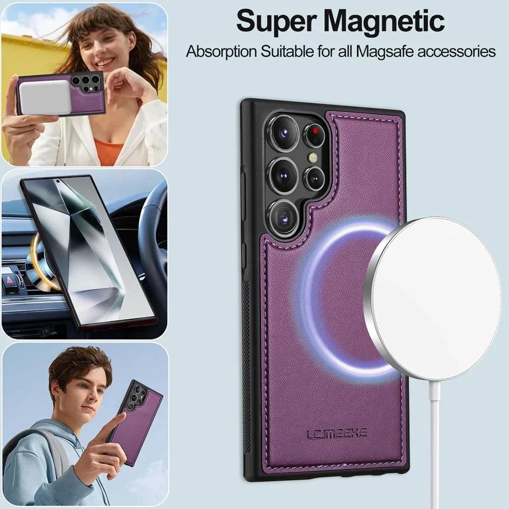 Магнитный чехол-кошелек с откидной крышкой, кожаный чехол для телефона Samsung Galaxy S25 Edge S24 FE S23 S22 S21 Ultra Plus A15 A35 A55 A54 A55 A14 A16 A36 A56