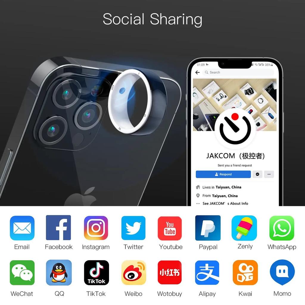 2023 Newest Jakcom R5 Smart Ring 6 RFID Cards Smart Sharing Smart Wearable Device for GPS ID IC NFC IOS Android WP Mobile Phones