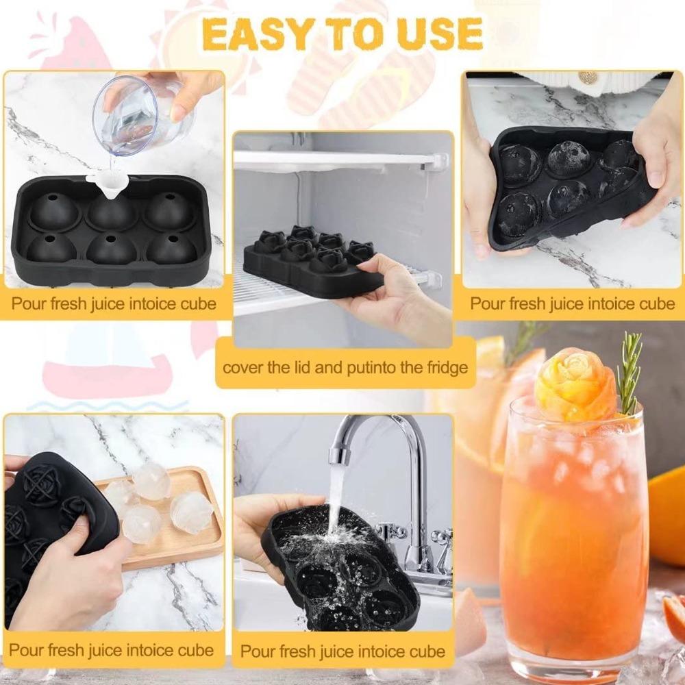With Lid Silicone Ice Cube Mold Easy Release Ice Making Accessory Rose Ice Cube Tray Party