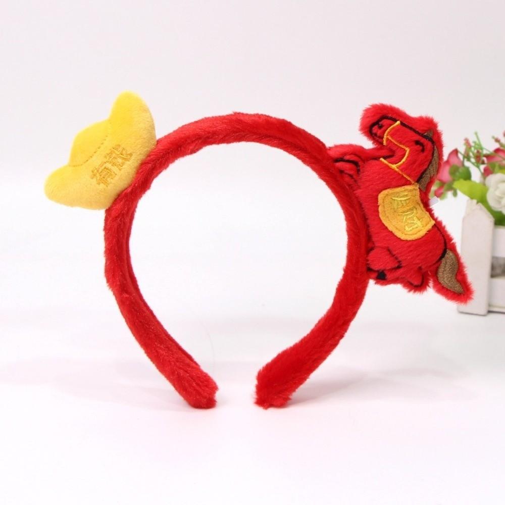 Exquisite Cartoon Horse Hair Hoop Plush New Year Mascot Headband Party Pony Headpiece  Celebration