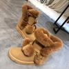 Новые зимние женские сапоги большого размера, хлопковые сапоги, хлопковая обувь с помпоном, женские сапоги средней высоты, теплые, универсальные, повседневные женские зимние сапоги