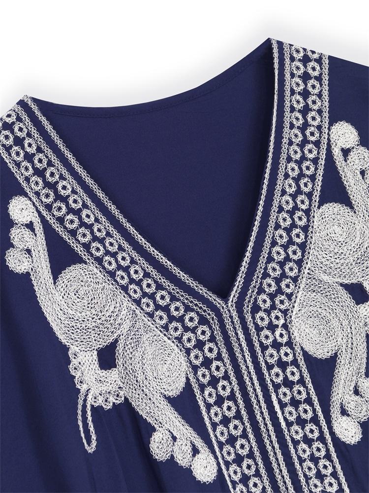 EDOLYNSA Женский кафтан с вышивкой вина, длинное платье, наряд, мягкая одежда в стиле бохо для отдыха, непринужденная пляжная одежда, одежда для отдыха, платье Moo Moo