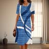 Women's Fashion Graceful Geometric Patterns Print Summer Spring Short Sleeve O-Neck Casual Dresses