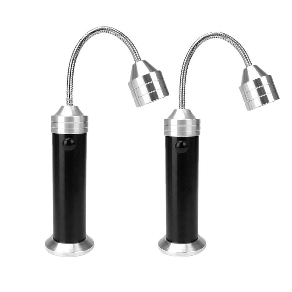 2Pcs Working Light Flexible Neck Flashlight Metal Battery Powered Small Torch