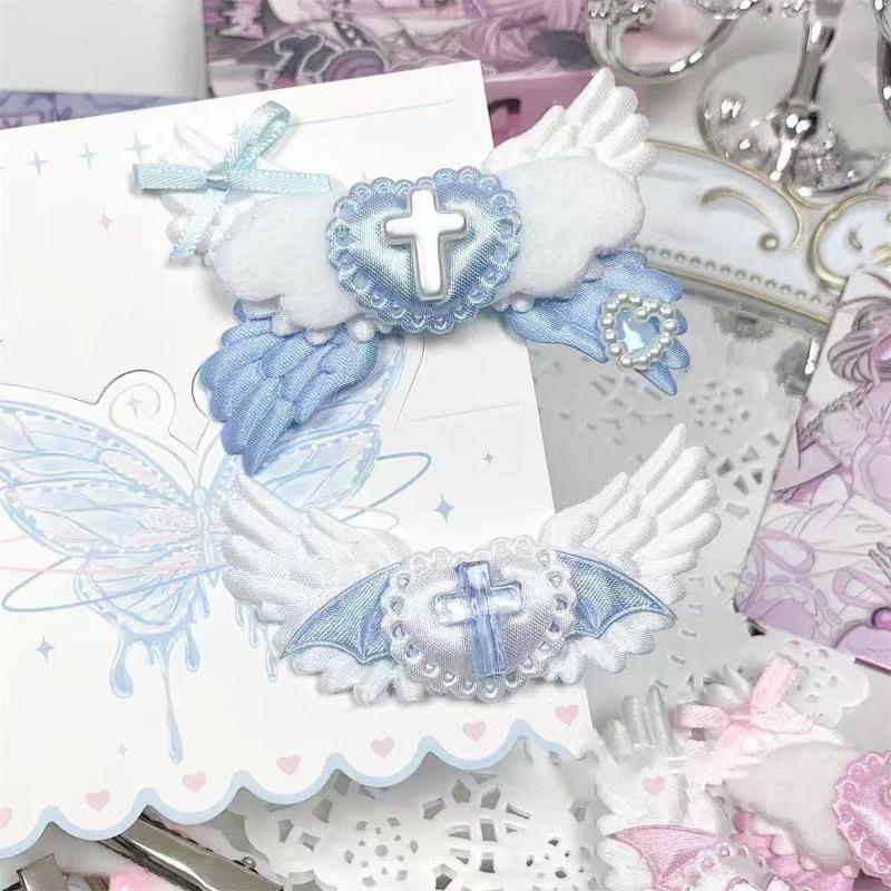 Y2K Harajuku Style Gothic Heart Angel Wing Hairpins 2/3Pcs for Women Fashion