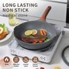 DONNOR Frying Pans Nonstick with Lid 9.5in/2.5qt Saucepan Granite Coating Omelette Pan Healthy Cookware Grilled Steak Pans
