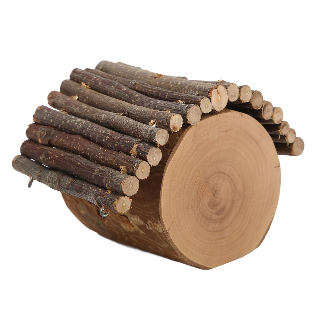 Деревянный домик-дерево для хомяка, дупло, натуральное яблоневое дерево, укрытие-туннель для хомяка с крышей для маленьких питомцев