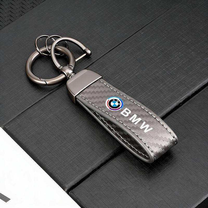 Carbon Fiber Leather Car Badge Keychain Keyring Holder Pendant For BMW 50th Anniversary M3 M4 M5 G42 G30 G20 E39 E87 F44 F07 F34 pzcr42