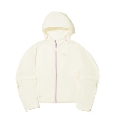 Li Ning Модная спортивная серия Удобная повседневная Простая Толстовка Свободного кроя Универсальная куртка Женские куртки Шампань-Белый AFDVC06-3