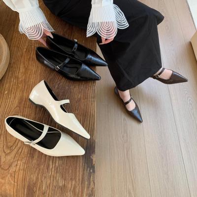 Ретро темперамент увеличение внутренней высоты Весна и Осень французский острый носок с металлической пряжкой туфли-лодочки женские новые 2025