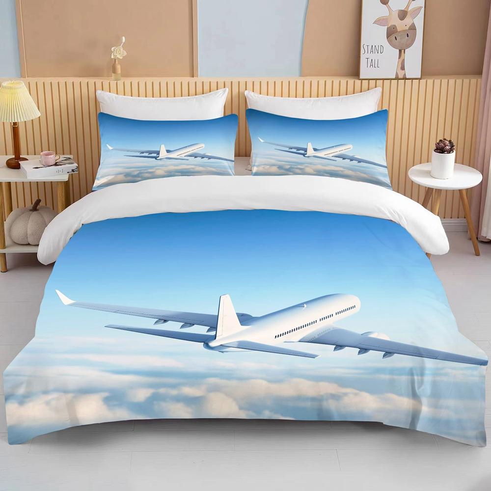 Fashion 3D Printed Airplane Plane Bedding Set Cartoon Duvet Covers With Pillowcases Soft Bedclothes Custom Bed Linen Drop Ship