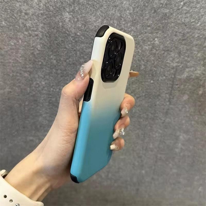 Роскошный градиентный цветной противоударный чехол для телефона iPhone 11 12 13 14 15 16 Pro Max Plus бампер задняя крышка чехлы