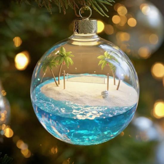 Спортивный мяч Рождественские украшения 3D Украшение Снежный шар со спортивными микросценками Прозрачный пластиковый подвесной шар для рождественской елки Домашний декор