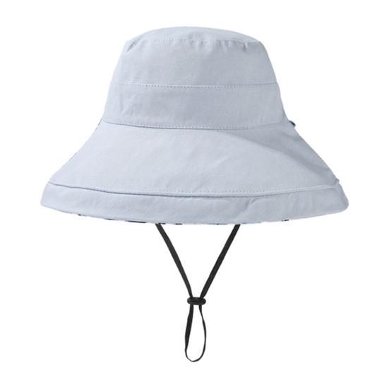 Women Summer Hat Windproof Strap Printed Large Brim Foldable Anti-UV Sun Protection Fisherman Cap Outdoor Sun Hat