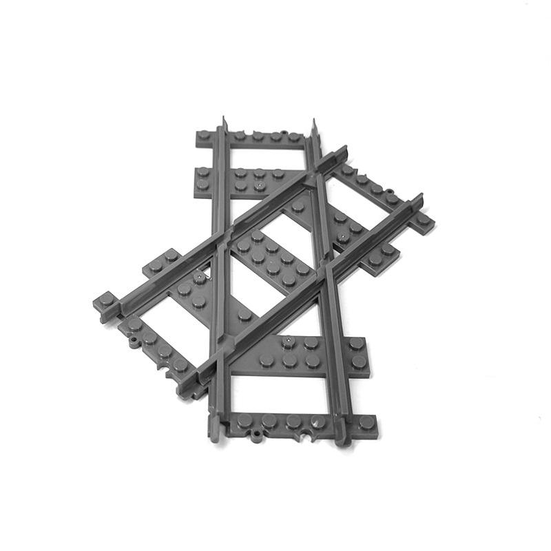 Train Track Accessories Left And Right Oblique Cross Track Small Particle Building Block Train Track Train Assembly Scene