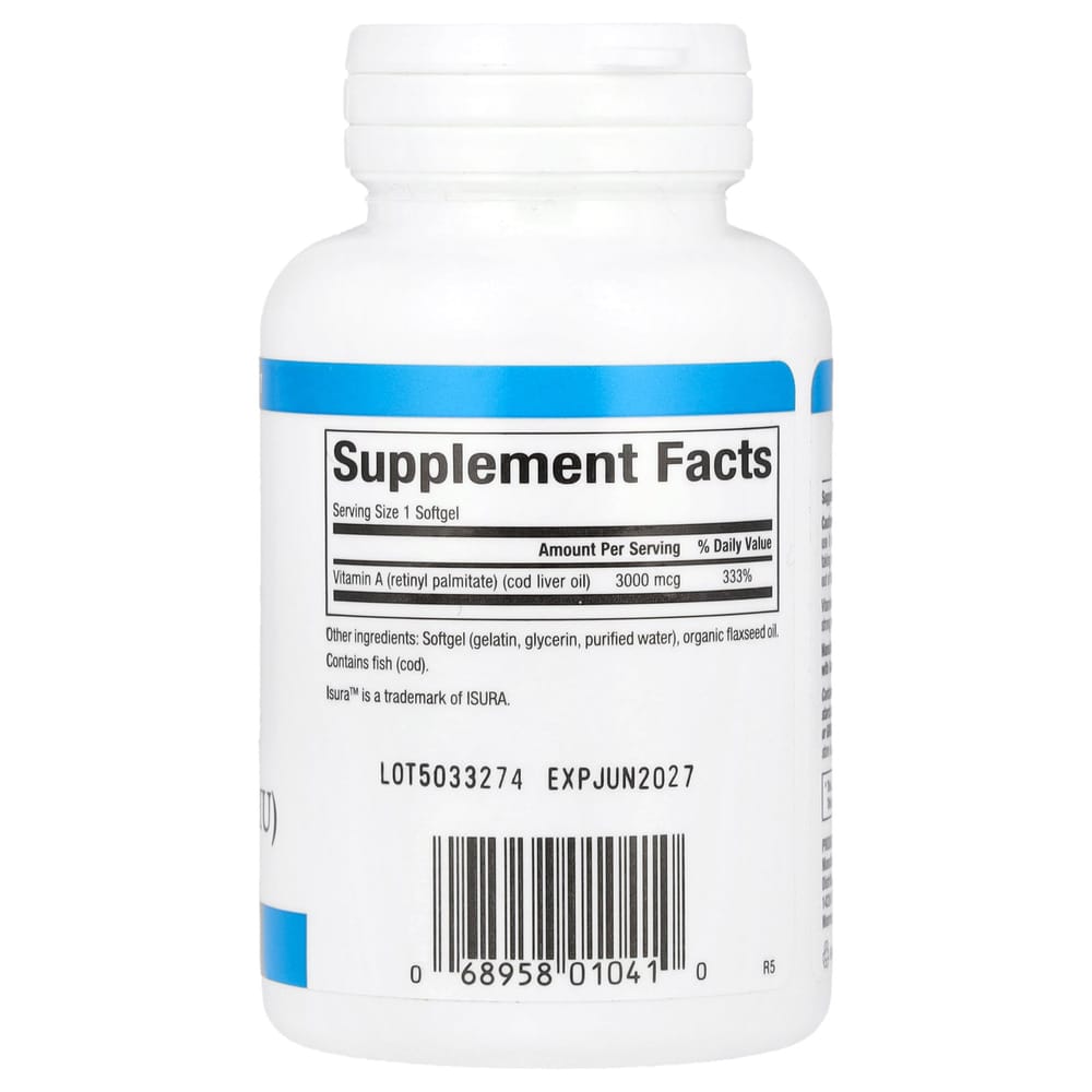 Natural Factors Vitamin A 3000mcg (10000 IU) Softgels, 180 Count