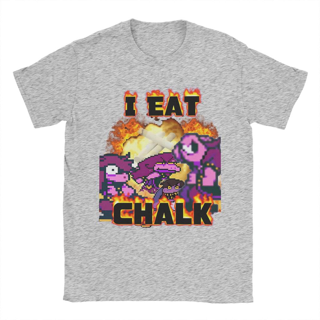 I Eat Chalk Susie Deltarune T Shirt Men Pure Cotton Vintage TShirts Round Neck Tee Shirt Short Sleeve Clothing Big Size