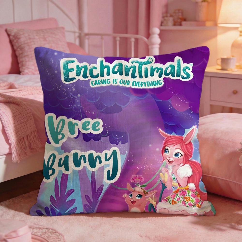 Cartoon EEnchantimals Cushion Cover Premium Comfort Reversible Pillow Cove Two In One Design For Any Room  Car Interior