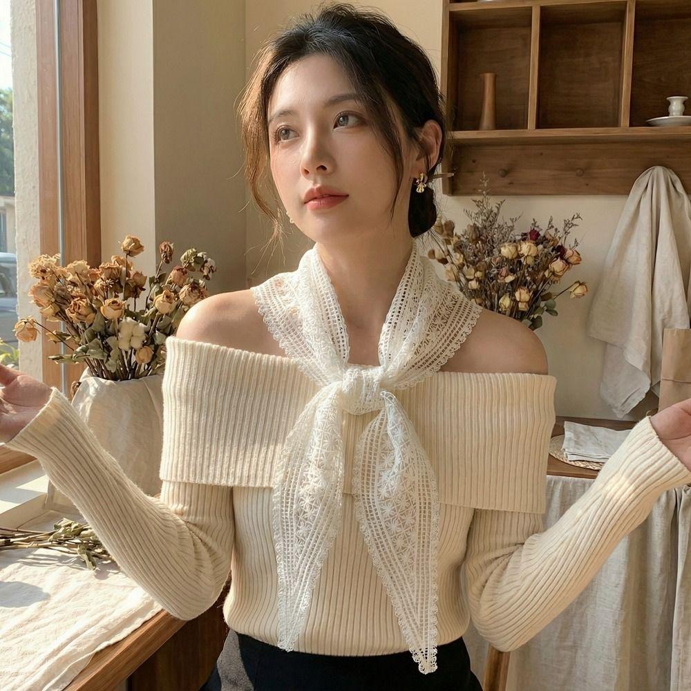 Embroidered Lace Headband Floral Printed Skirt Curtain Elegant Lace Triangle Scarf Ladies