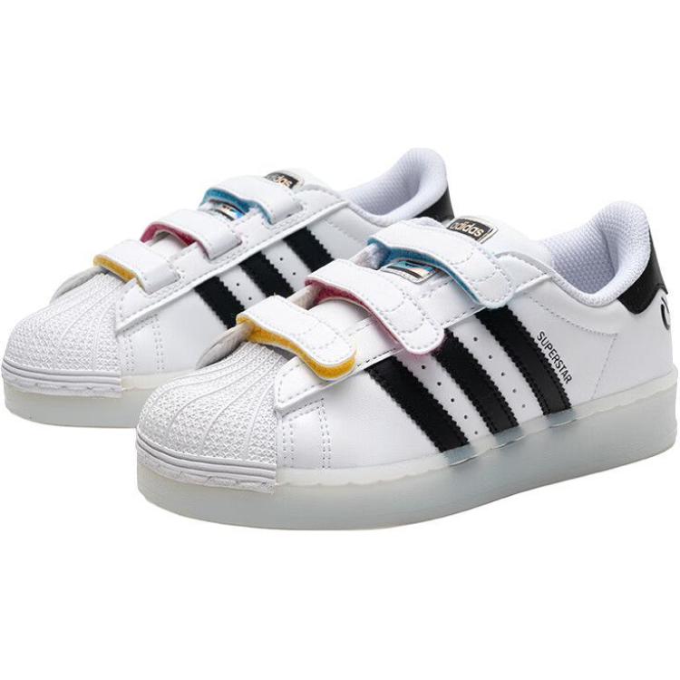 adidas Оригиналы SUPERSTAR Синтетическая кожа Устойчивая к истиранию Низкие Скейтбордические кроссовки Белый Детские JI0506