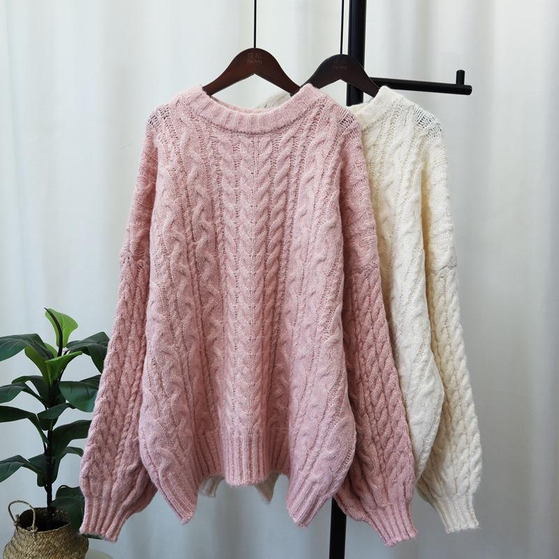 Вязаный свитер топ женский осенне-зимний новый свободный мягкий восковой ретро свитер с косами пуловер в стиле кэжуал