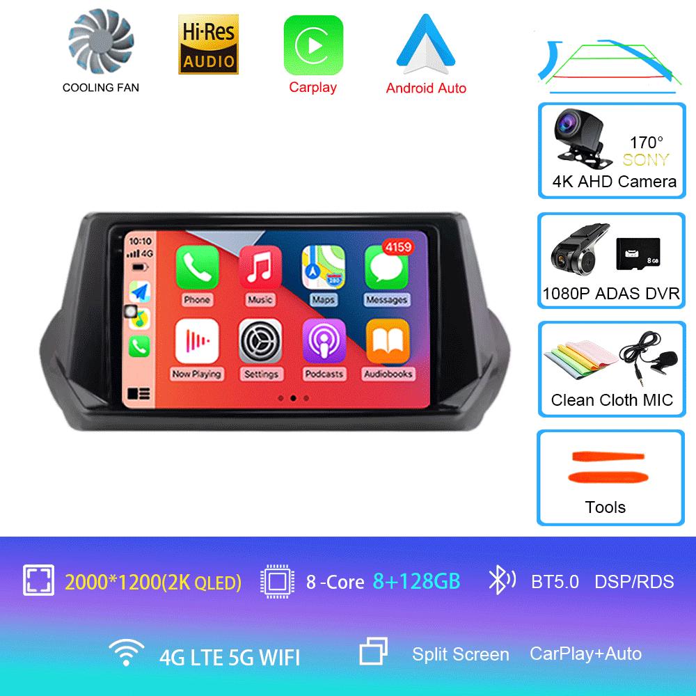 Автомобильное радио Android 14 Carplay Auto для Peugeot 2008 II 2 2019 2020 2021 GPS мультимедийный плеер стерео 360 камера видео 4G+WiFi DSP