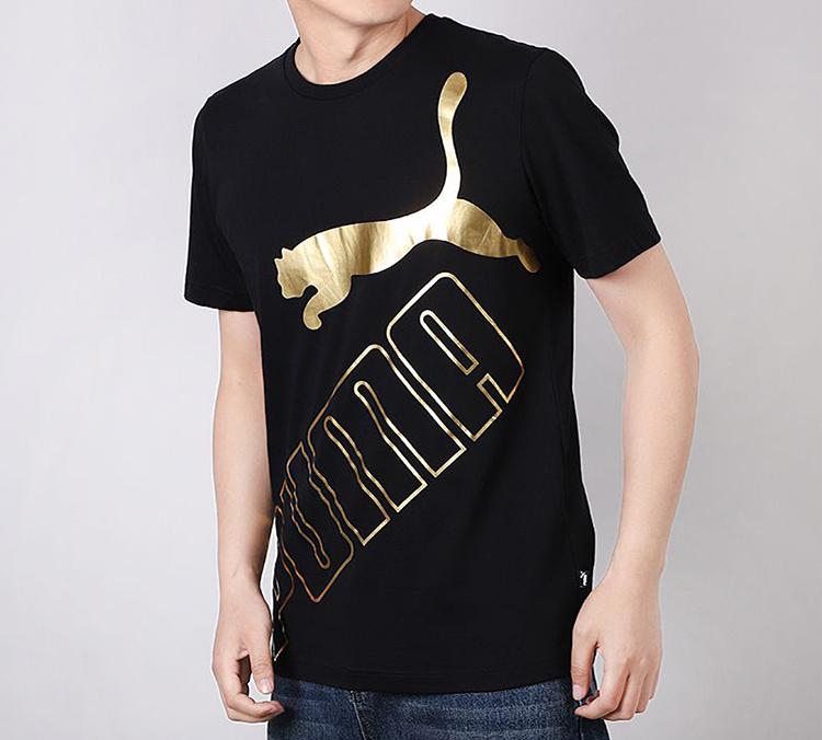 Men's T-Shirt PUMA Set-in Sleeve T-Shirt Men's Black Gold