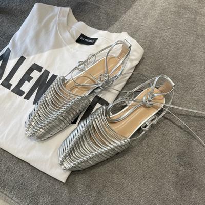 Модные Сексуальные Плетеные Ажурные Женские Сандалии Модный Необычный Стиль Ремешок на Щиколотке Плоская Подошва Женские Уличные Вечерние Платье Удобные Мягкие Женские Сандалии