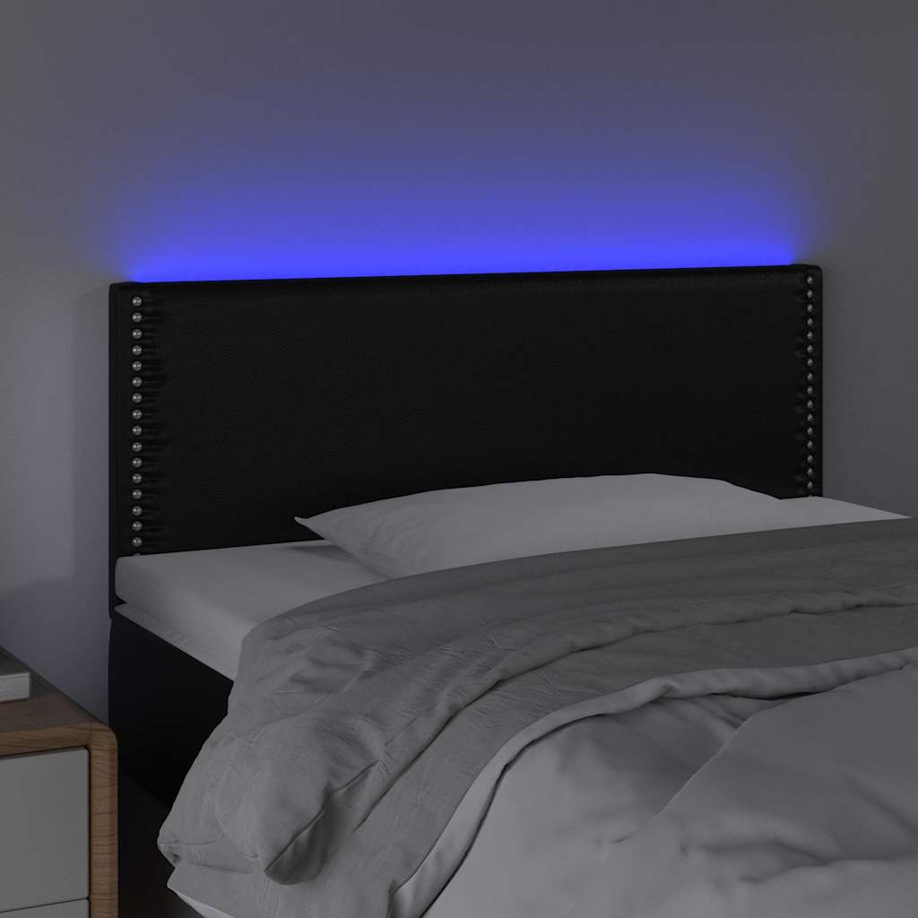 vidaXL LED Kopfteil Schwarz 90x5x78/88 cm Kunstleder