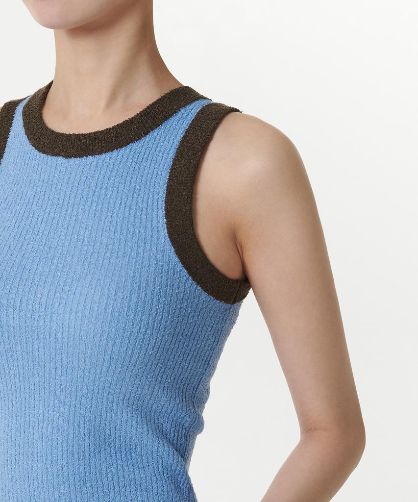 MUSINSA STANDARD WOMAN Women'S Mini Boucle Ringer Knit Sleeveless Top [Sky Blue]
