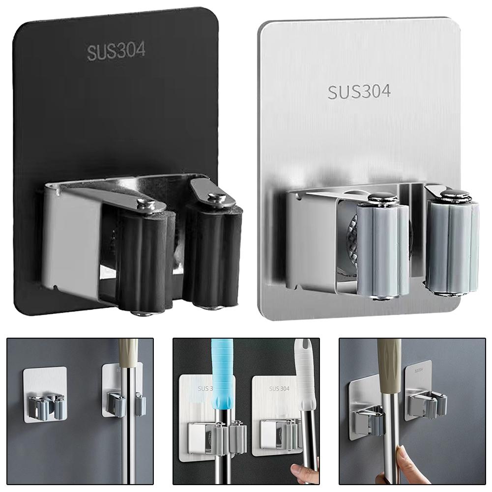 Клейкий настенный зажим Клейкий настенный зажим Кухонный органайзер Подставка для швабры