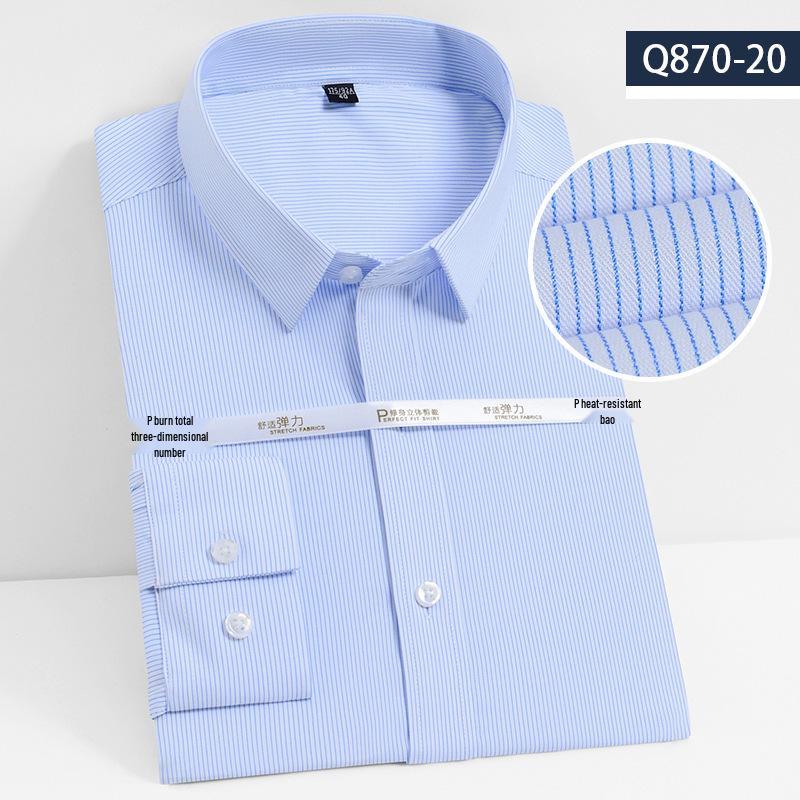 Youth Casual Slim Fit Men's Shirt: Solid Color, Light Business, Turn-Down Collar, Fashion Work Uniform