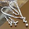925 Sterling Silver Smooth Matte Beads Necklace Earring Fashion Jewelry Sets