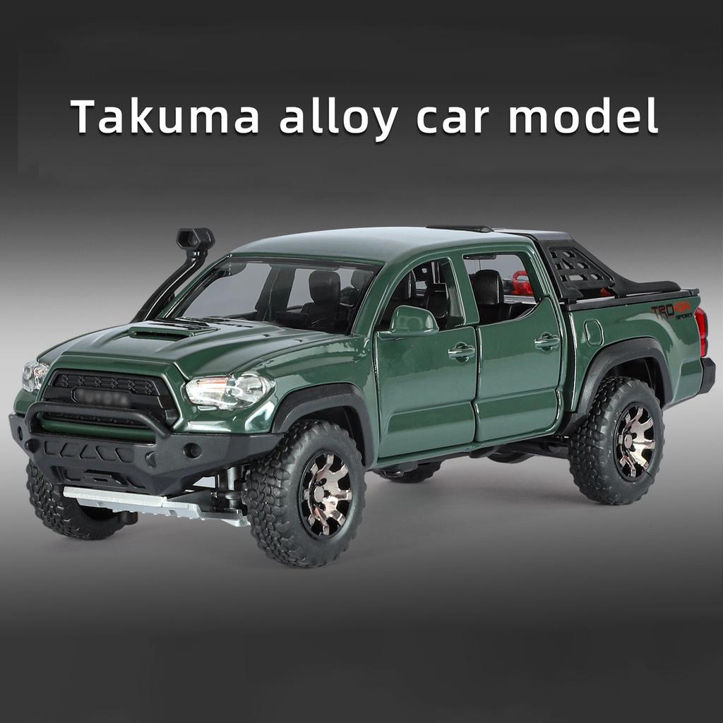 1/32 Toyota Tacoma Alloy Pickup Car Model Diecasts Metal Off-Road Vehicles Car Model High Simulation Sound and Light Childrens Toy Gift
