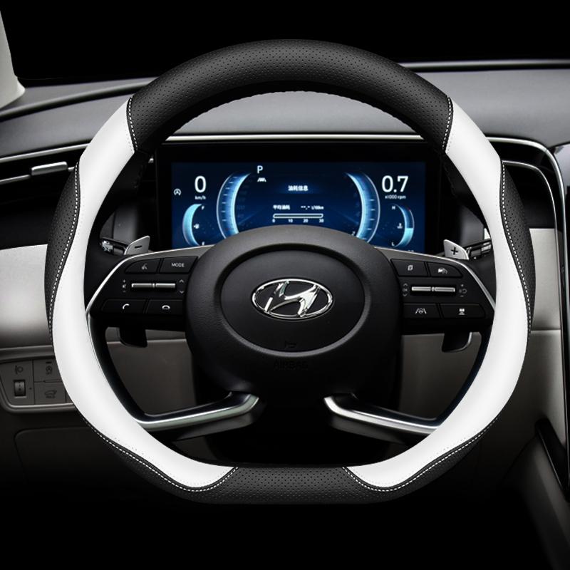 Кожаная накладка на руль автомобиля для Hyundai Tucson Nx4 Santa Fe Mx5 Elantra N Palisade Creta Grand Kona 2024 2025 Аксессуары