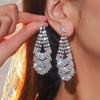 1 Pair Of Personalised Exaggerated Geometric Hollow Full Diamond Long Earrings Women's Fashion Temperament Earrings