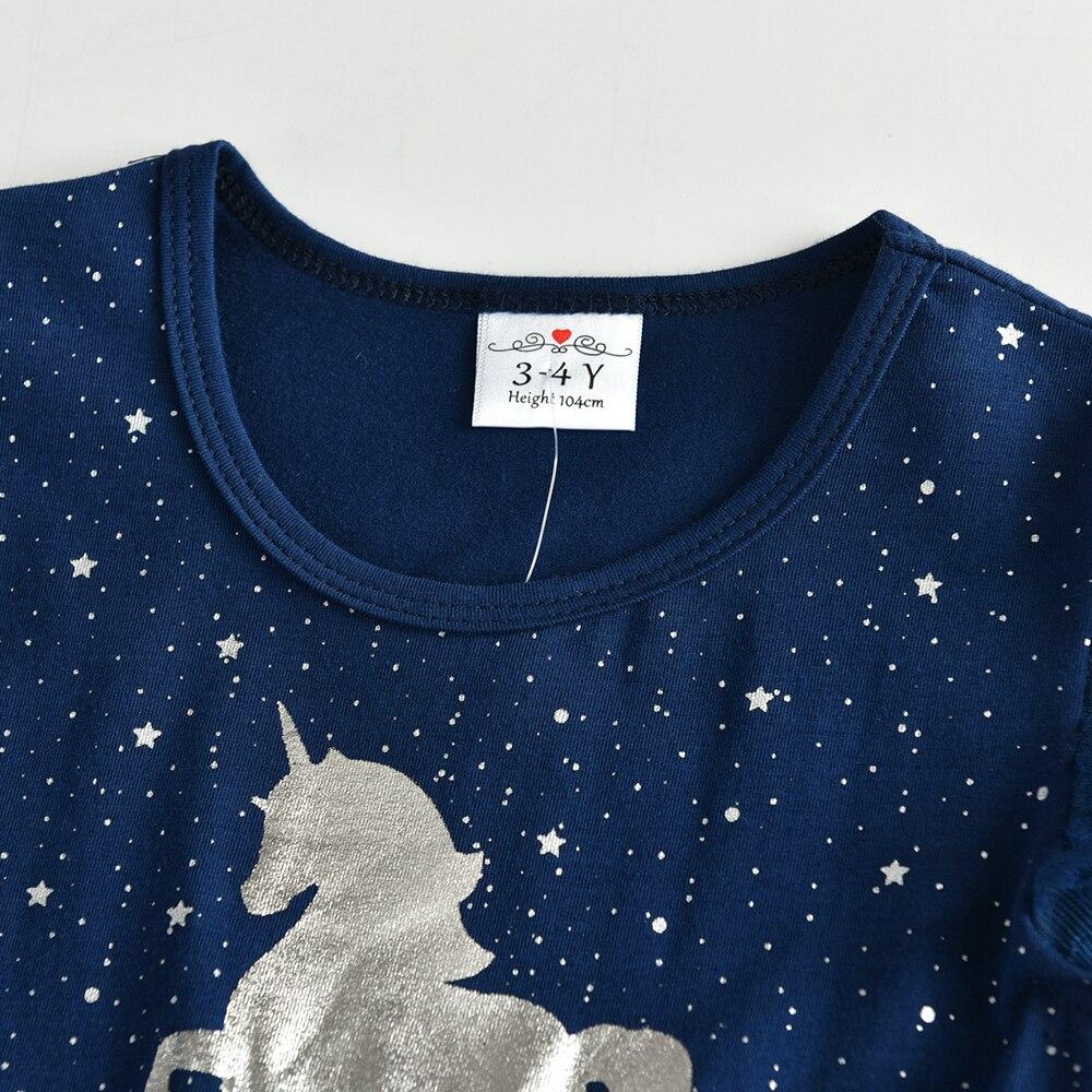 DXTON Одежда для девочек Летние платья принцессы Детское платье с летящими рукавами Праздничные платья для девочек с единорогом Детская одежда От 3 до 8 лет