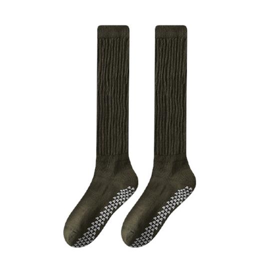 1 пара женских зимних носков для йоги, компрессионные носки для йоги с силиконовой подошвой, длинные, высокоэластичные, нескользящие, теплые чулки